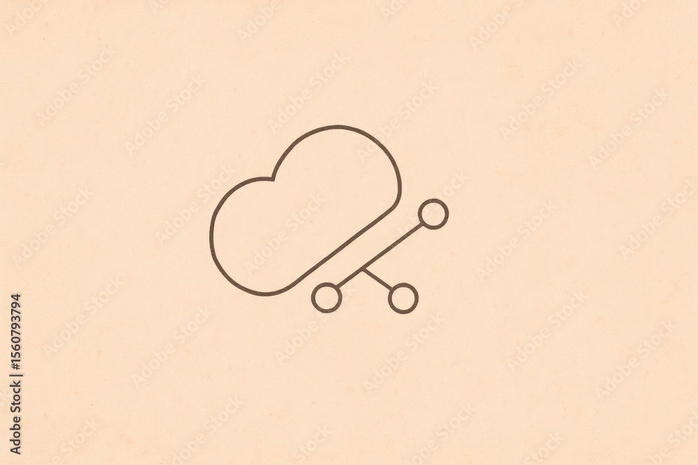 Poster Minimalist Cloud Icon with Connection Lines on a Soft Background