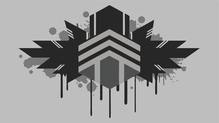 Abstract geometric design with drip effect in grayscale suitable for various projects