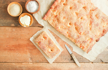 Stück Butterkuchen Zuckerkuchen Zucker Butter