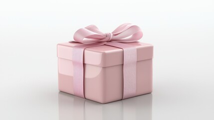 Fototapeta premium Pink gift box with ribbon bow