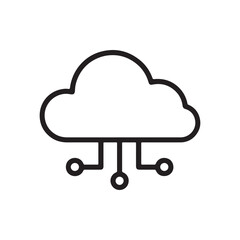 Cloud Computing Network Outline Vector Icon - Data Storage Technology Symbol