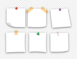 Colorful sticky notes set isolated on transparent background, ideal for reminders, digital design, office use, memos, planners, or productivity mockups