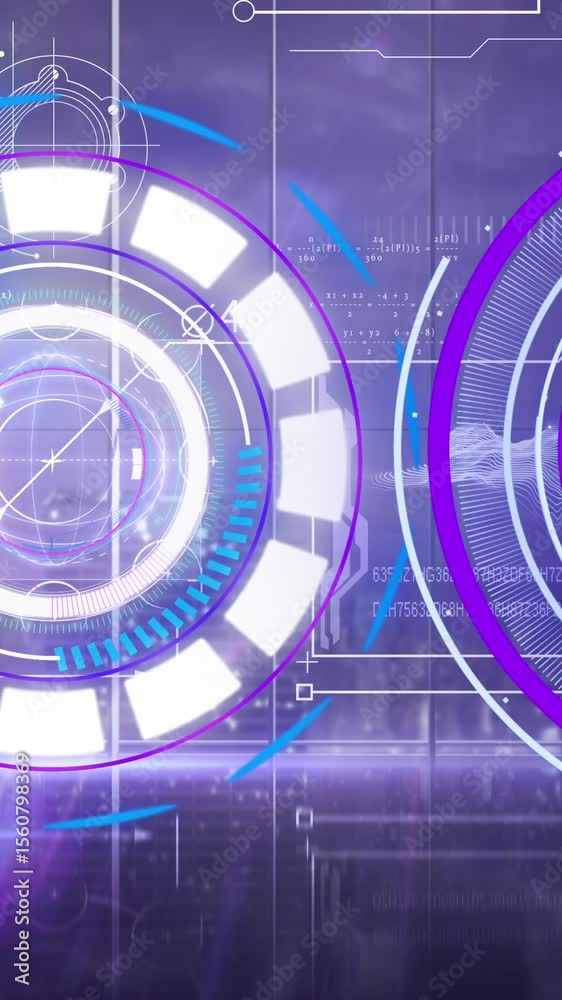 Poster animation of scopes scanning and data processing on digital screen