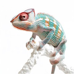 Image of a chameleon isolated on a white background. Cute exotic animals. Beautiful and colorful pets on a white background.