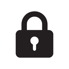 Simple Lock Icon Vector – Padlock Security Symbol, Privacy and Protection Silhouette for Web, App, Network, and Cybersecurity Interface Design