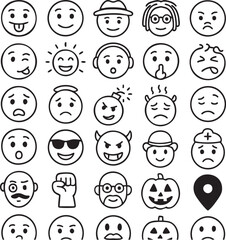 set of funny cartoon faces