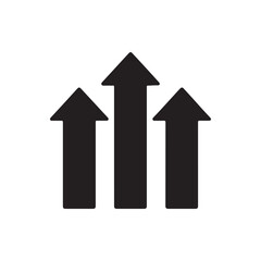 Solid Upward Arrows Icon Vector for Business Growth, Financial Success, Performance Increase, Marketing Improvement, and Economic Progress Concepts