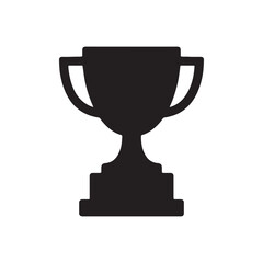 Solid Black Trophy Icon Vector for Award, Achievement, Winner, Sports Victory, and Success Concepts in Minimal Flat Design Style