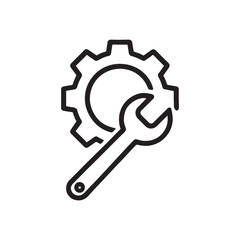 Settings Icon with Gear and Wrench Vector Illustration for Maintenance, Repair, Tools, Engineering, and Technical Support Concepts