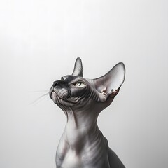 Image of a cute Sphynx cat isolated on a white background. Cute exotic animals. Beautiful and colorful pets on a white background.