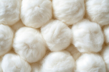 Close-up of many fluffy white cotton balls