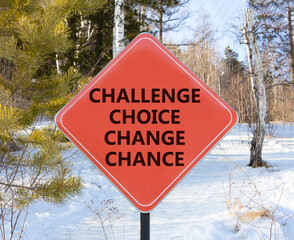 Challenge choice change chance symbol. Concept words Challenge choice change chance on beautiful...