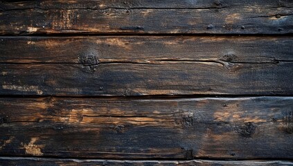 Dark, aged wooden planks.  Horizontal, weathered wood grain