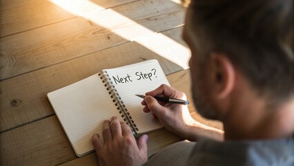 Reflective Moment: Man Writing in Notebook