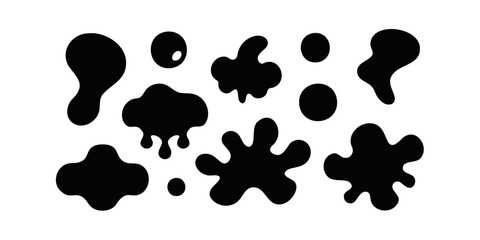 Fototapeta premium Cow spots pattern on various shapes sizes handdrawn graphic design elements animal