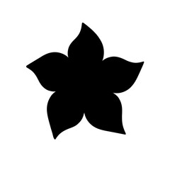 Minimalist black silhouette of star fruit with geometric lines on white background