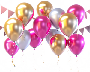 Shiny balloons celebration isolated on a transparent background.PNG