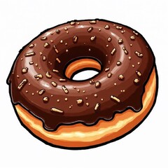 Delicious chocolate donut with sprinkles, tempting dessert, sweet treat, copy space