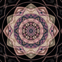 Intricate kaleidoscope of pink, brown, and black