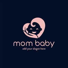 mom baby care logo design vector