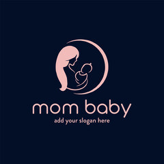 mom baby care logo design vector