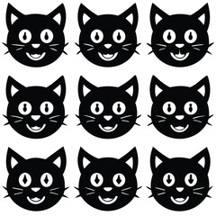 Fototapeta premium Black Cat Face Avatars