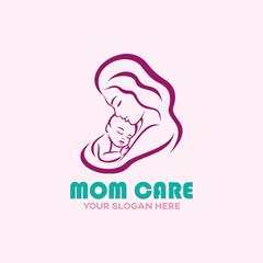 mom baby care logo design vector