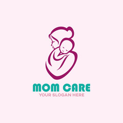 mom baby care logo design vector