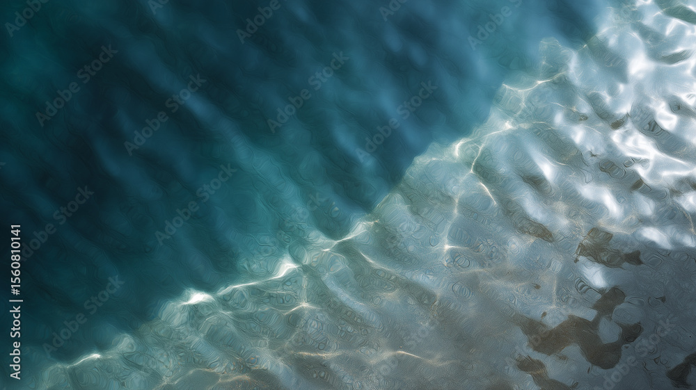 Poster aerial water surface overlapping ripples blue texture calm peaceful abstract nature reflection sunli