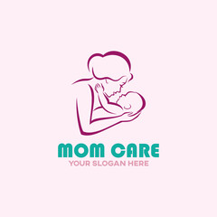 mom baby care logo design vector
