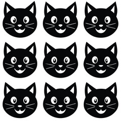 Obraz premium Black Cat Face Avatars