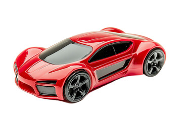 Sleek red sports car isolated against white background