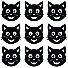 Fototapeta premium Black Cat Face Avatars