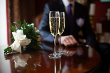 Two Champagne Flutes at Elegant Event