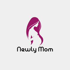 women mom pregnancy logo design vector