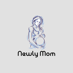 women mom pregnancy logo design vector