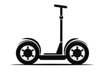 Black Silhouette of a Personal Transporter Scooter with Two Wheels and Handlebar