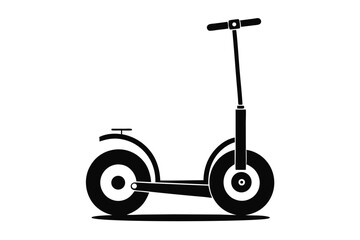 Isolated Black Silhouette of a TwoWheel Scooter with a Handlebar and Seat