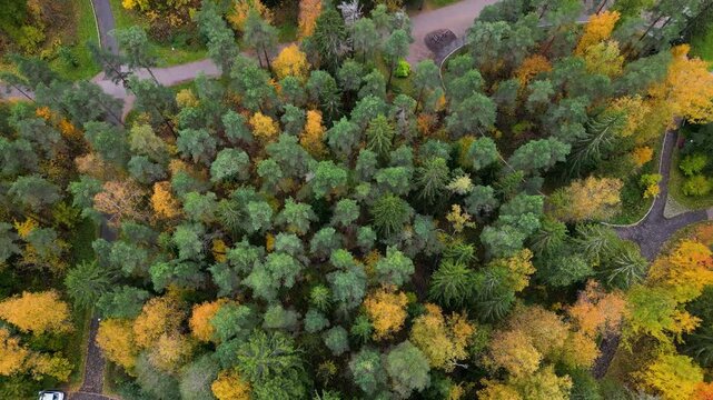Drone View of Ida Aalberg Park, Pohjois-Haaga Neighborhood in Helsinki.