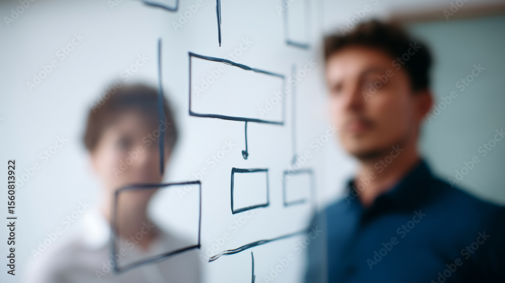 Poster flowchart teamwork planning business strategy office collaboration brainstorming and focus describe 
