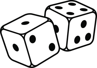 Street Art Dice Vector Illustration - Black & White Chance and Risk Flash Tattoo