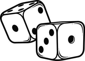 Fototapeta premium Street Art Dice Vector Illustration - Black & White Chance and Risk Flash Tattoo