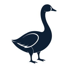 Black Silhouette of a Duck in Simple Minimalist Design