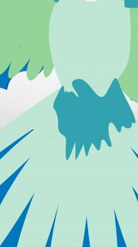 Animation of illustration of parrot flying over clouds on blue background