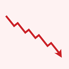 business graph with red arrow | Red Zigzag Down Arrow Chart | Financial Decline or Economic Crisis Concept