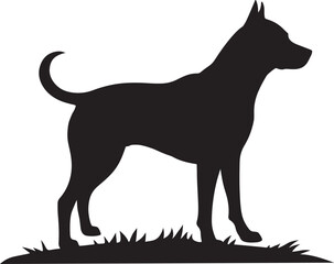 Simple Silhouette of a Dog Standing in Grass