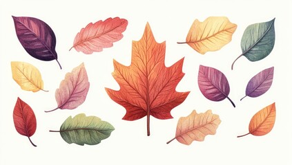 Obraz premium Colorful autumn leaves, various shades