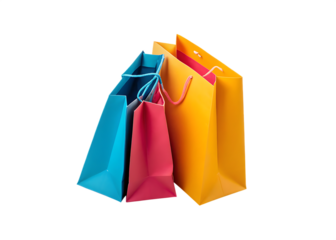 Colorful shopping bags isolated on a transparent background