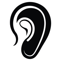 ear icon, hearing organ vector, sound reception silhouette, human ear design, listen and audio symbol


