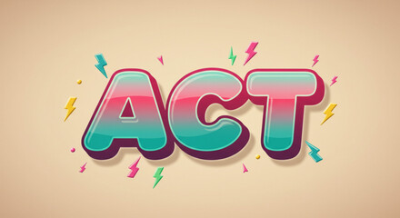 Bold 3D Text Effect ACT - Design Inspiration for Graphic Artists